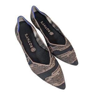 ROTHY'S! BLACK & GOLD METALLIC POINTY TOE, ULTRA STRETCH RUBBER SOLE FLATS! 10M